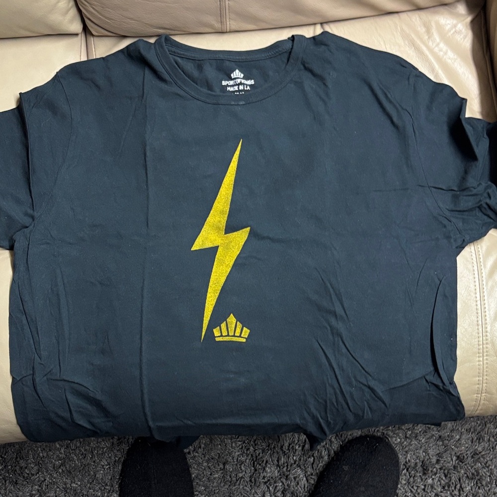 DC Comics Black Shirt with Gold Lightning Bolt